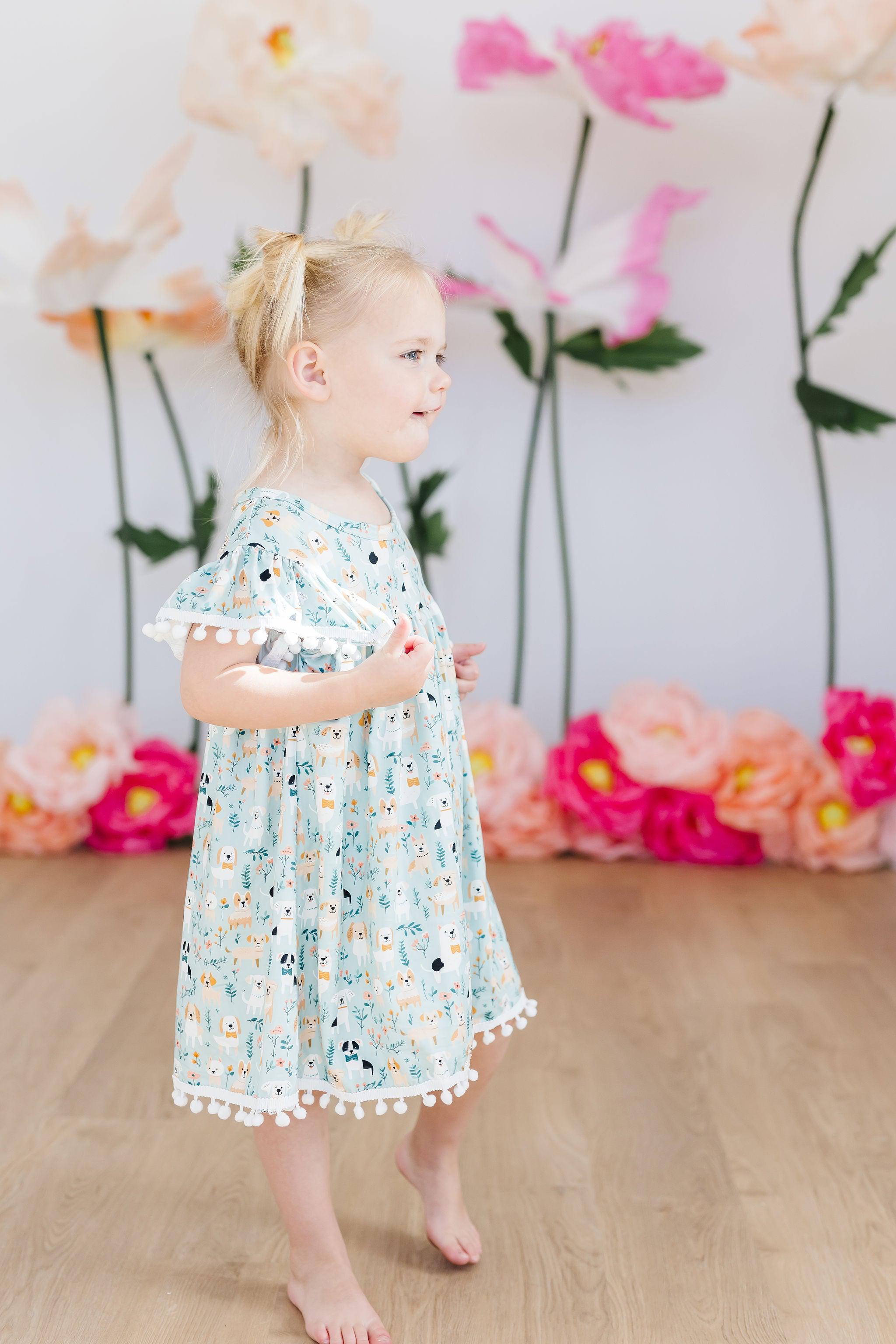 Furry Friends Pom Pom Dress - Aaria Tees Aaria Tees