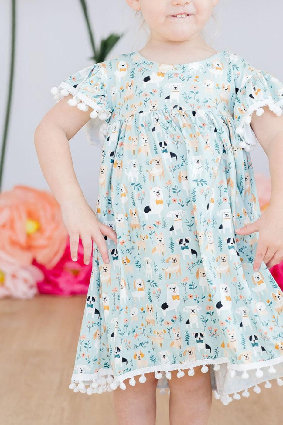 Furry Friends Pom Pom Dress - Aaria Tees Aaria Tees