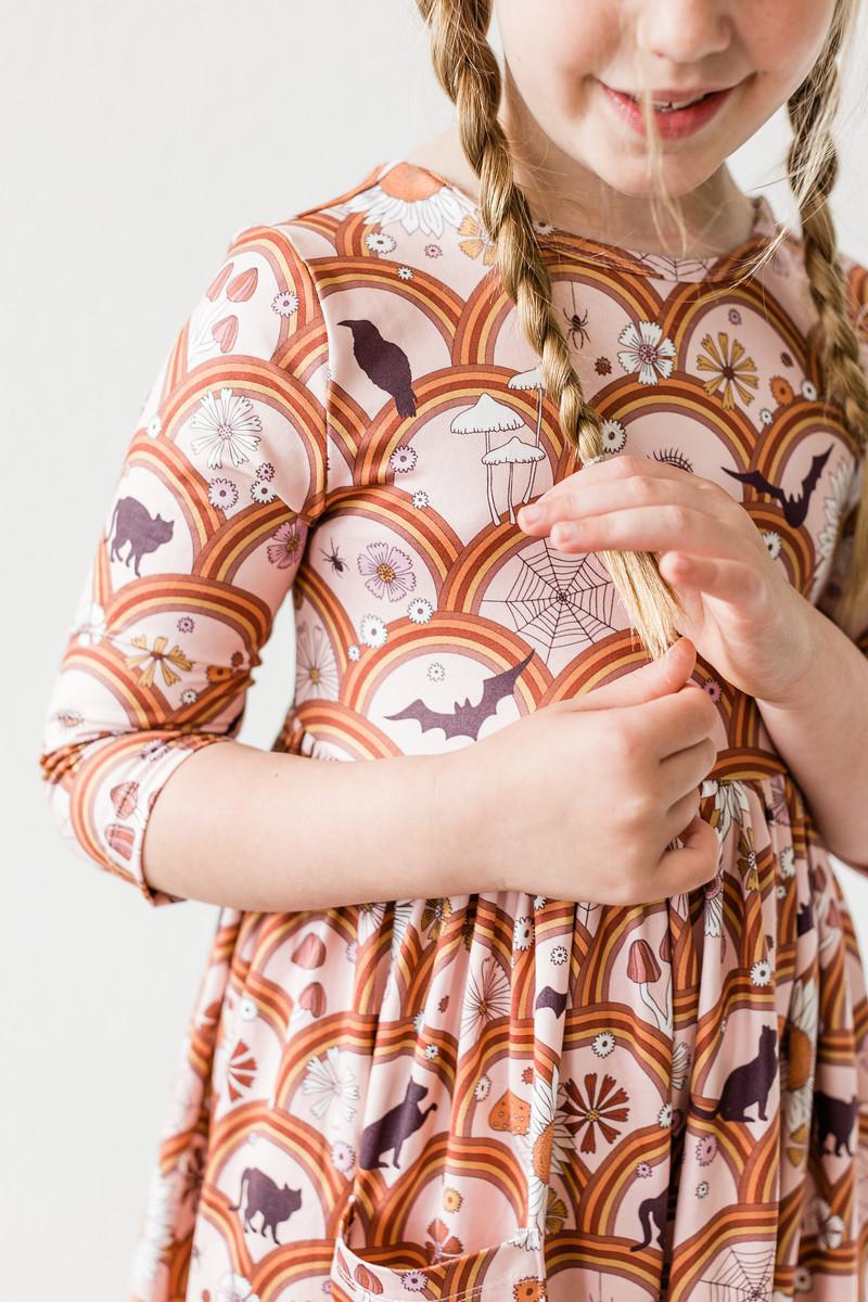 SALE Hocus Pocus 3/4 Sleeve Pocket Twirl Dress - Aaria Tees Aaria Tees