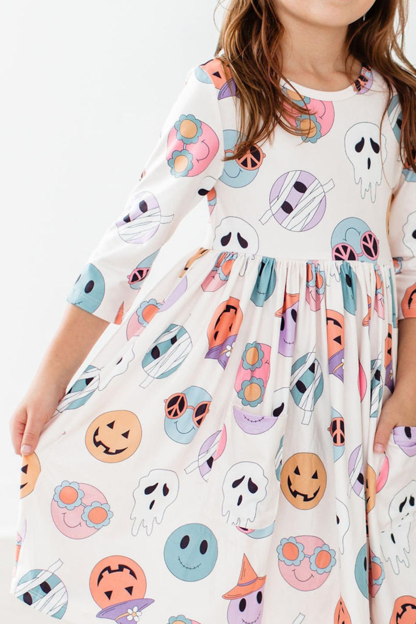 SALE Monster Mash 3/4 Sleeve Pocket Twirl Dress - Aaria Tees Aaria Tees