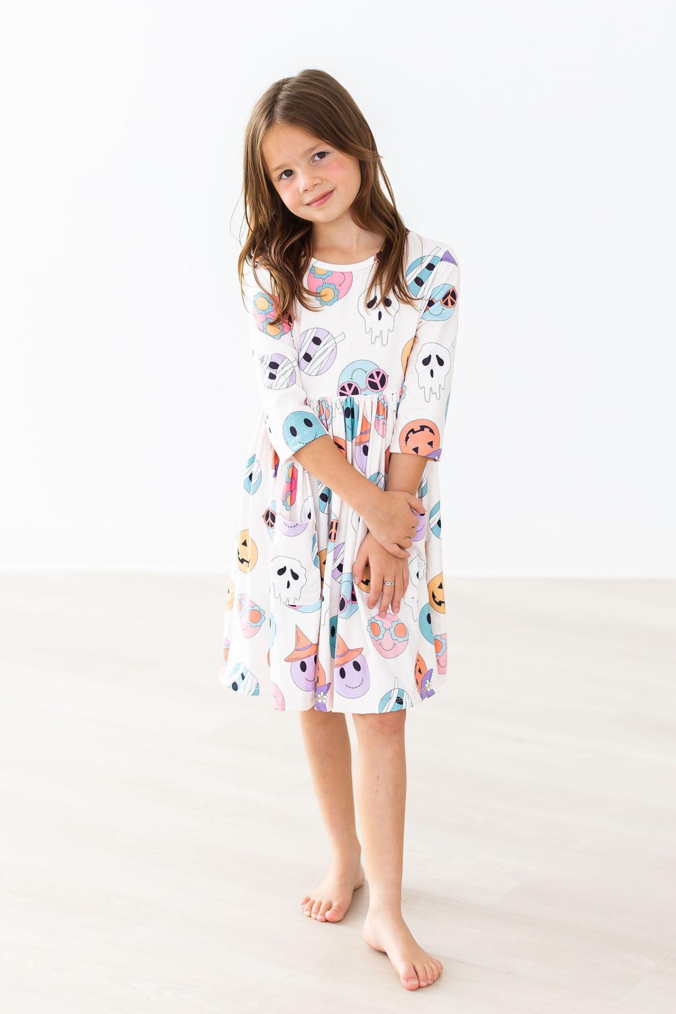 SALE Monster Mash 3/4 Sleeve Pocket Twirl Dress - Aaria Tees Aaria Tees