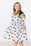 SALE Moo Meadows 3/4 Sleeve Pocket Twirl Dress - Aaria Tees Aaria Tees