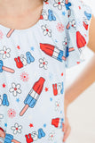 SALE Proudly Patriotic S/S Flutter Sleeve Leotard - Aaria Tees Aaria Tees