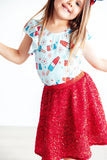 SALE Proudly Patriotic S/S Flutter Sleeve Leotard - Aaria Tees Aaria Tees