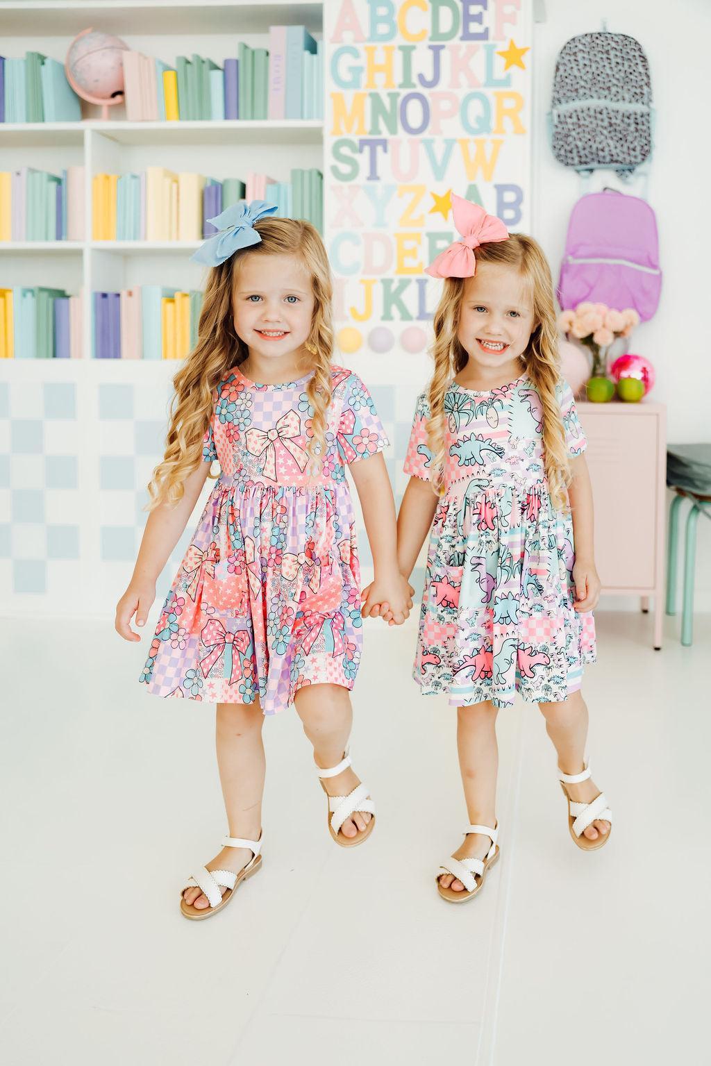Patchwork Princess S/S Pocket Twirl Dress - Aaria Tees Aaria Tees