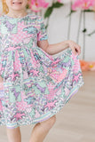 SALE Quilted Dinos S/S Pocket Twirl Dress - Aaria Tees Aaria Tees