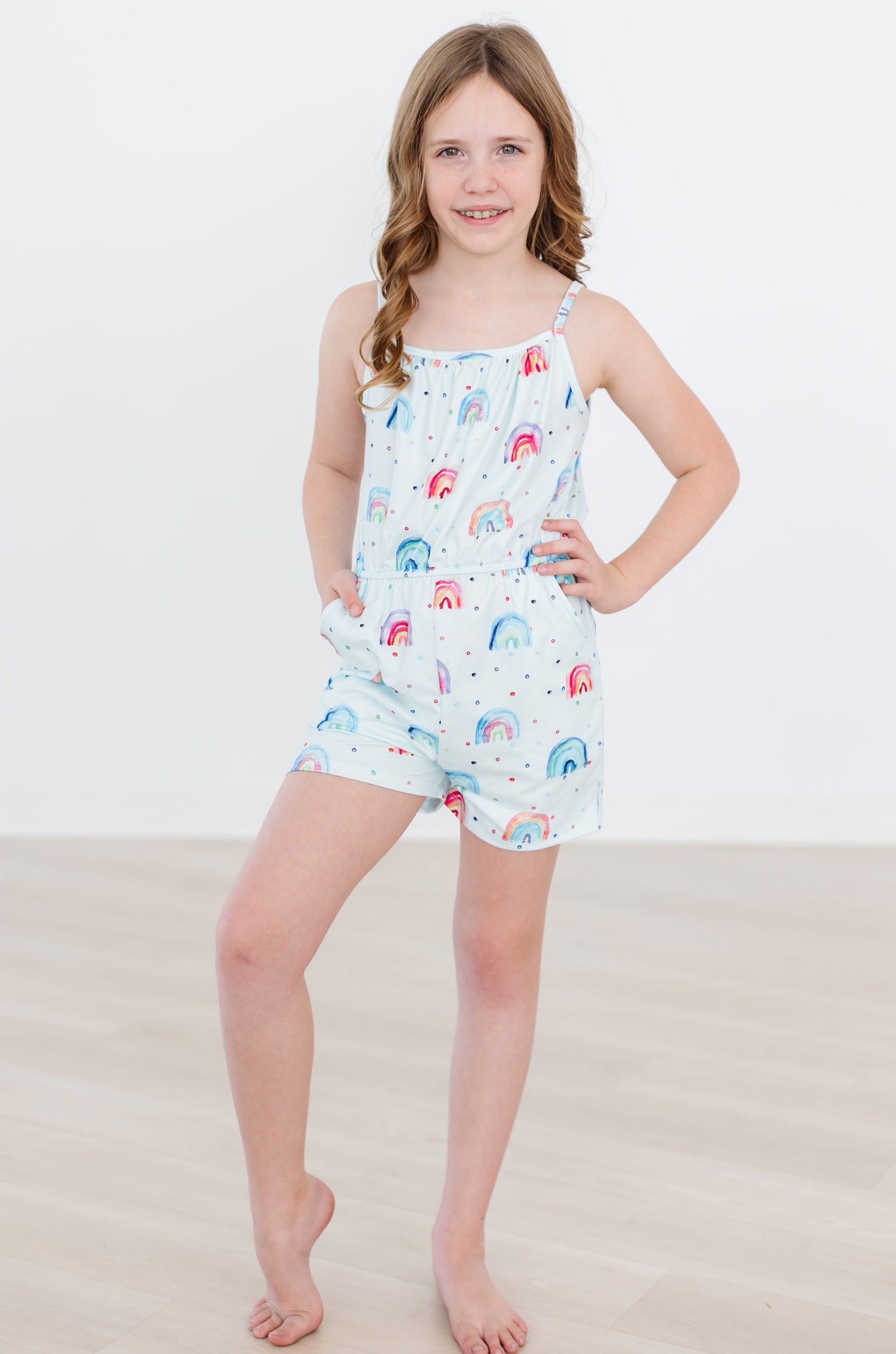 SALE Rainbow Grooves Strappy Play Romper - Aaria Tees Aaria Tees