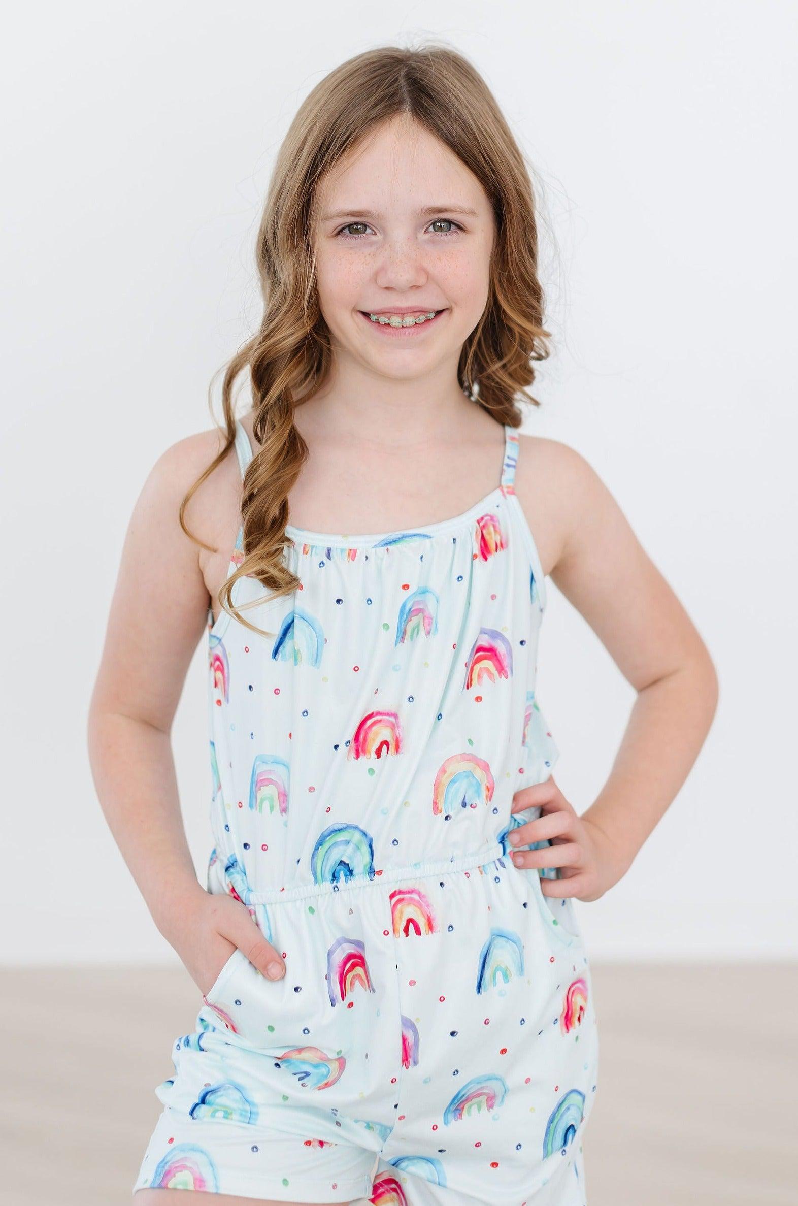 SALE Rainbow Grooves Strappy Play Romper - Aaria Tees Aaria Tees