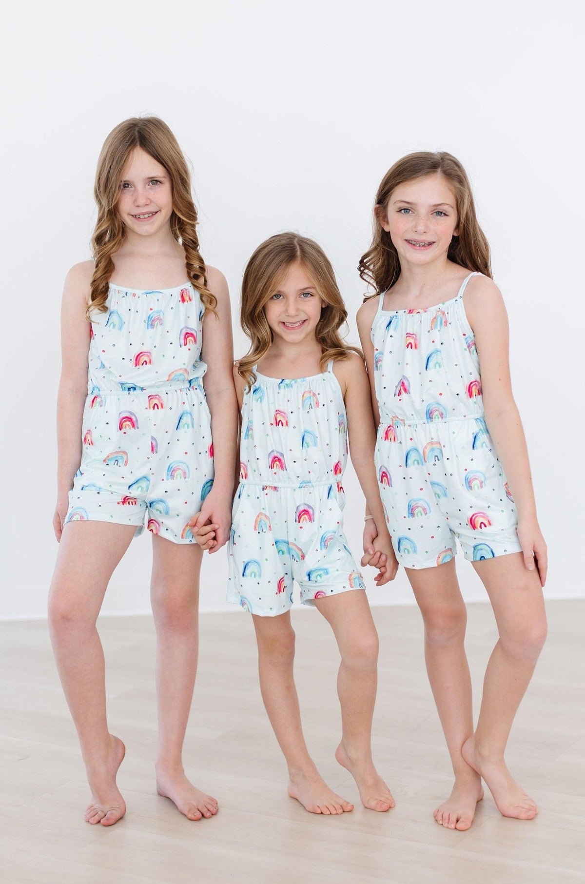 SALE Rainbow Grooves Strappy Play Romper - Aaria Tees