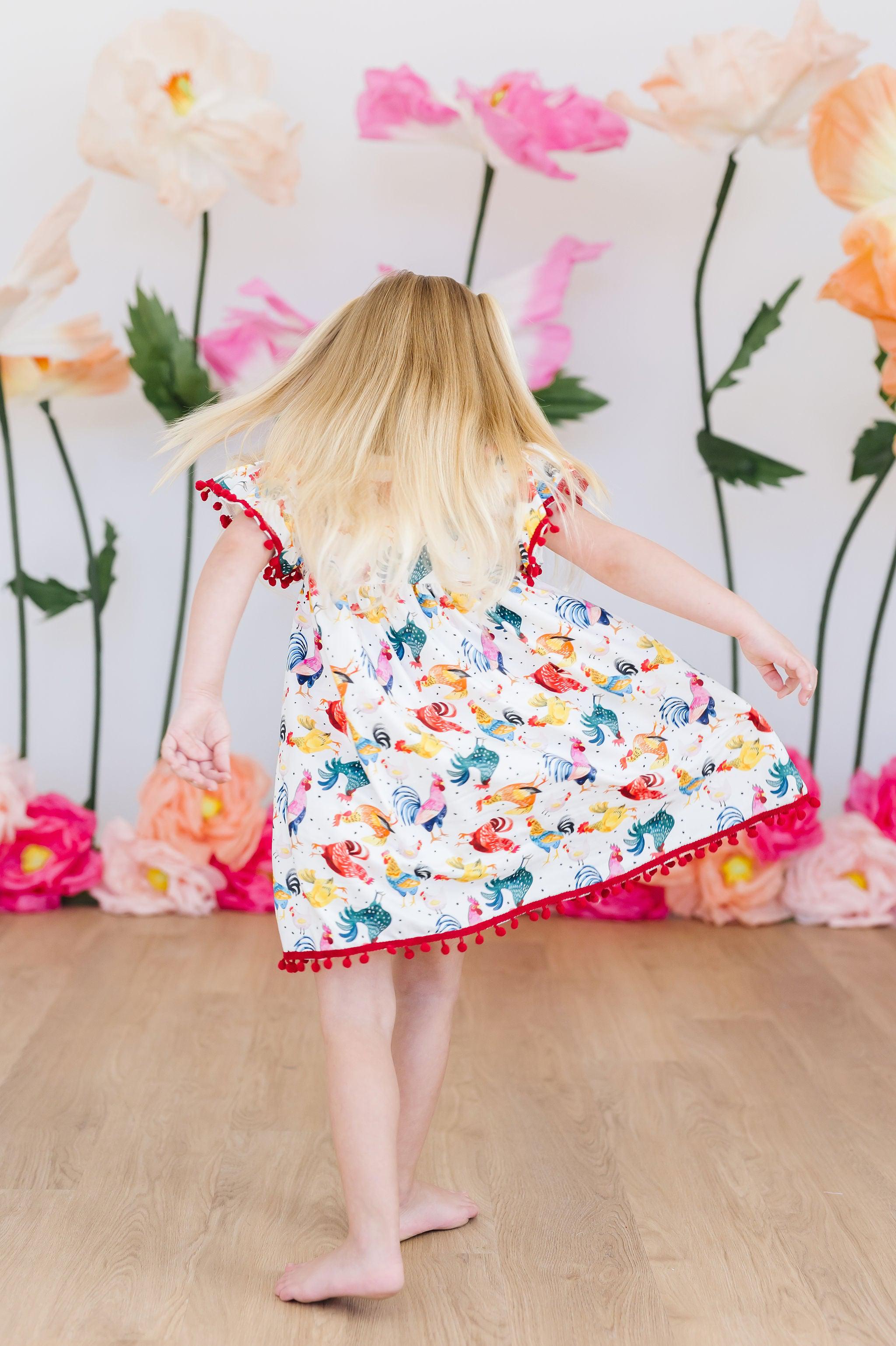 Rooster Pom Pom Dress - Aaria Tees Aaria Tees