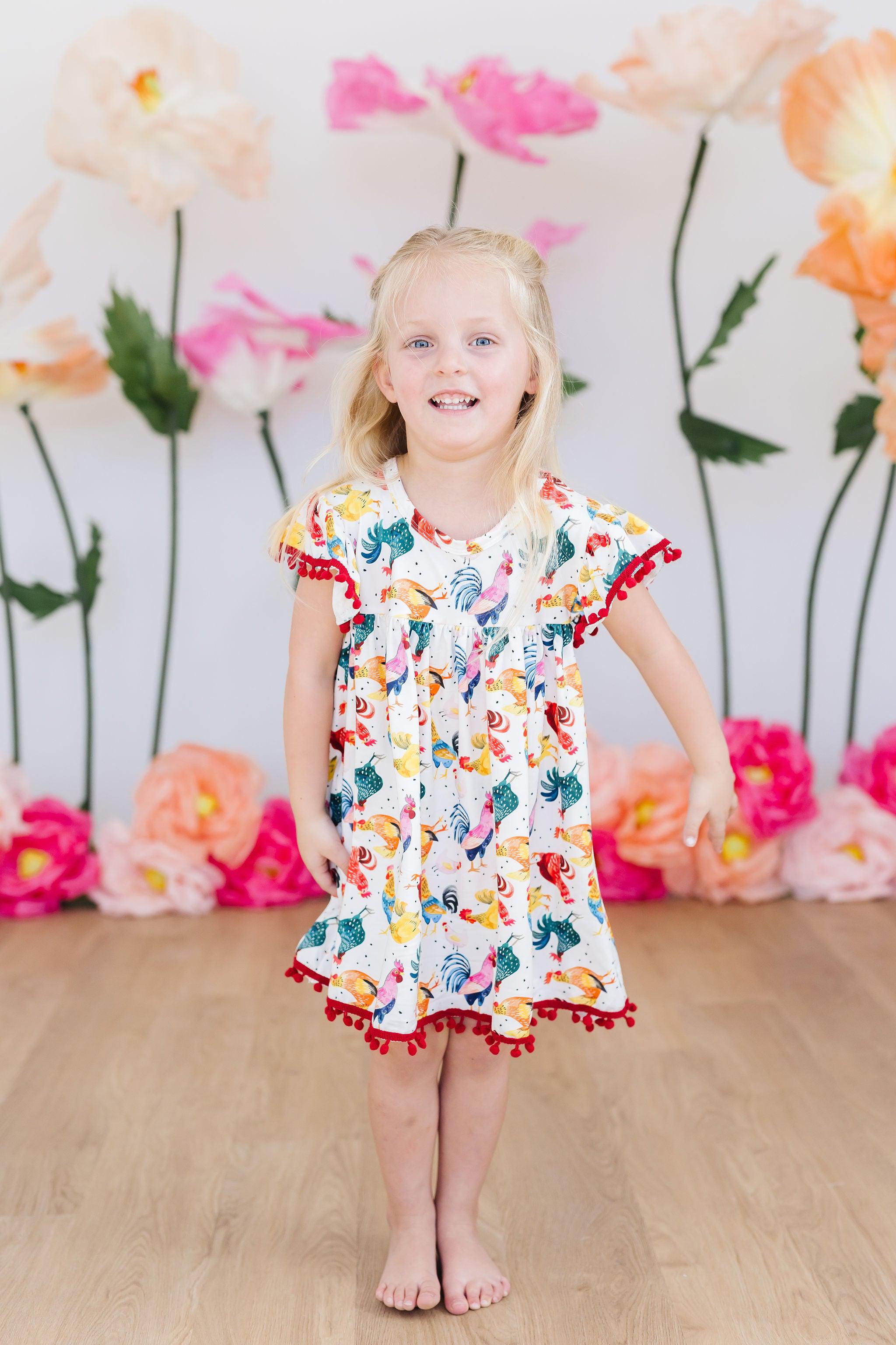 Rooster Pom Pom Dress - Aaria Tees Aaria Tees