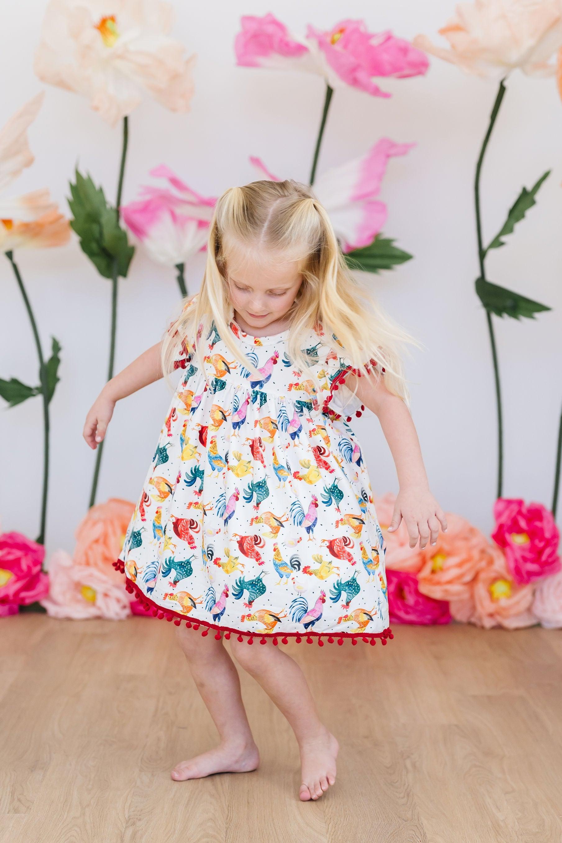 Rooster Pom Pom Dress - Aaria Tees Aaria Tees