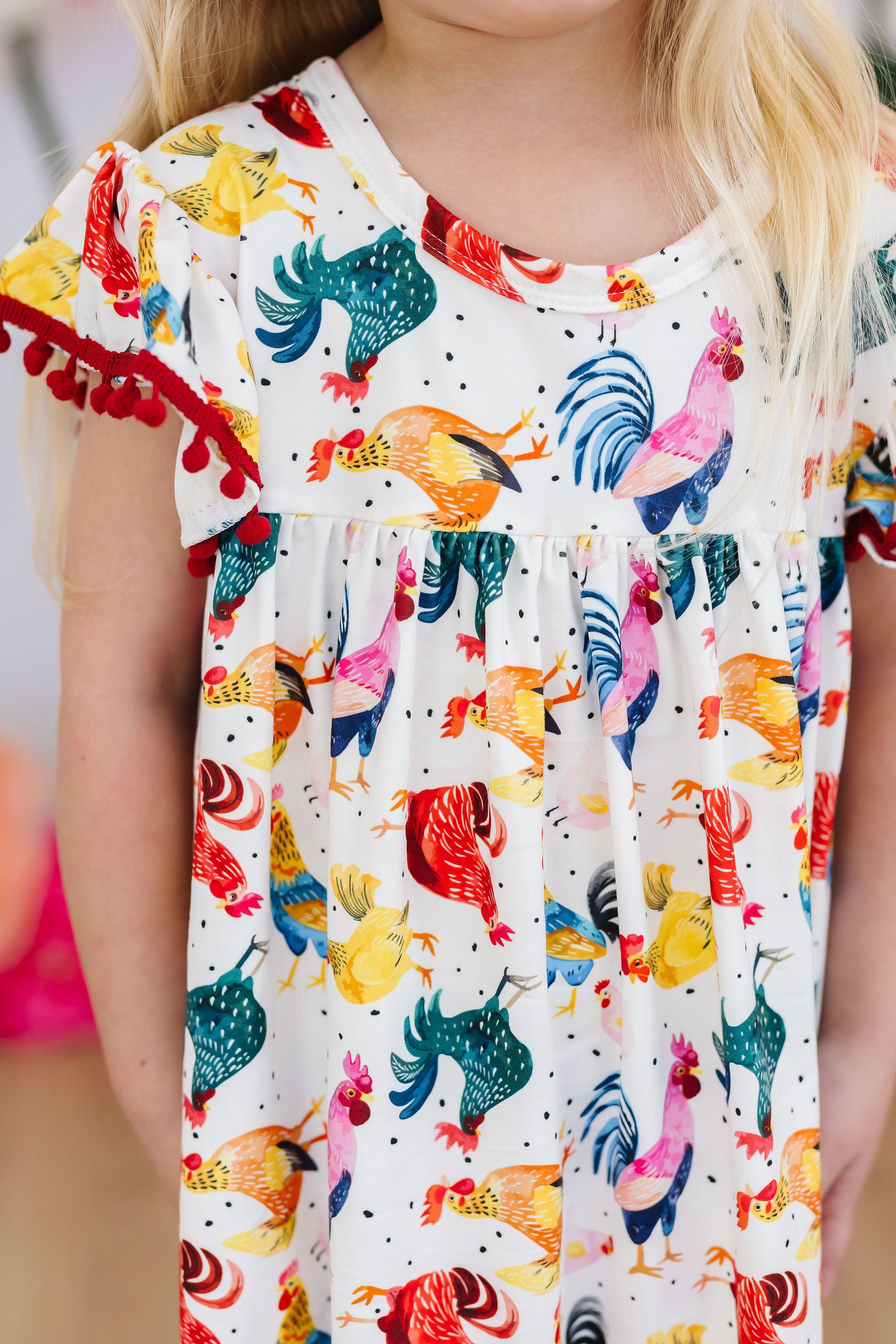 Rooster Pom Pom Dress - Aaria Tees Aaria Tees