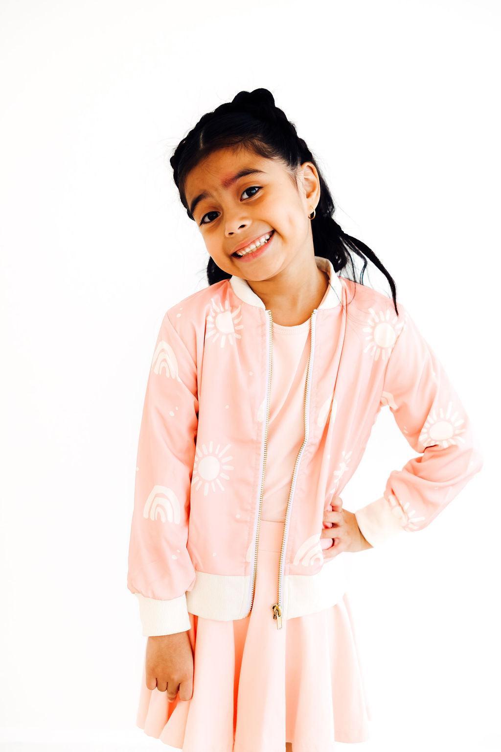 SALE Soft Pink Suns Satin Jacket - Aaria Tees Aaria Tees