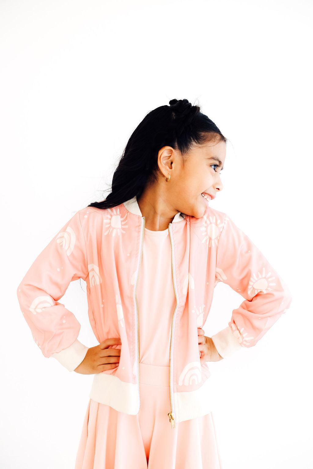 SALE Soft Pink Suns Satin Jacket - Aaria Tees Aaria Tees