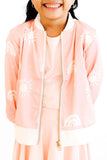 SALE Soft Pink Suns Satin Jacket - Aaria Tees Aaria Tees