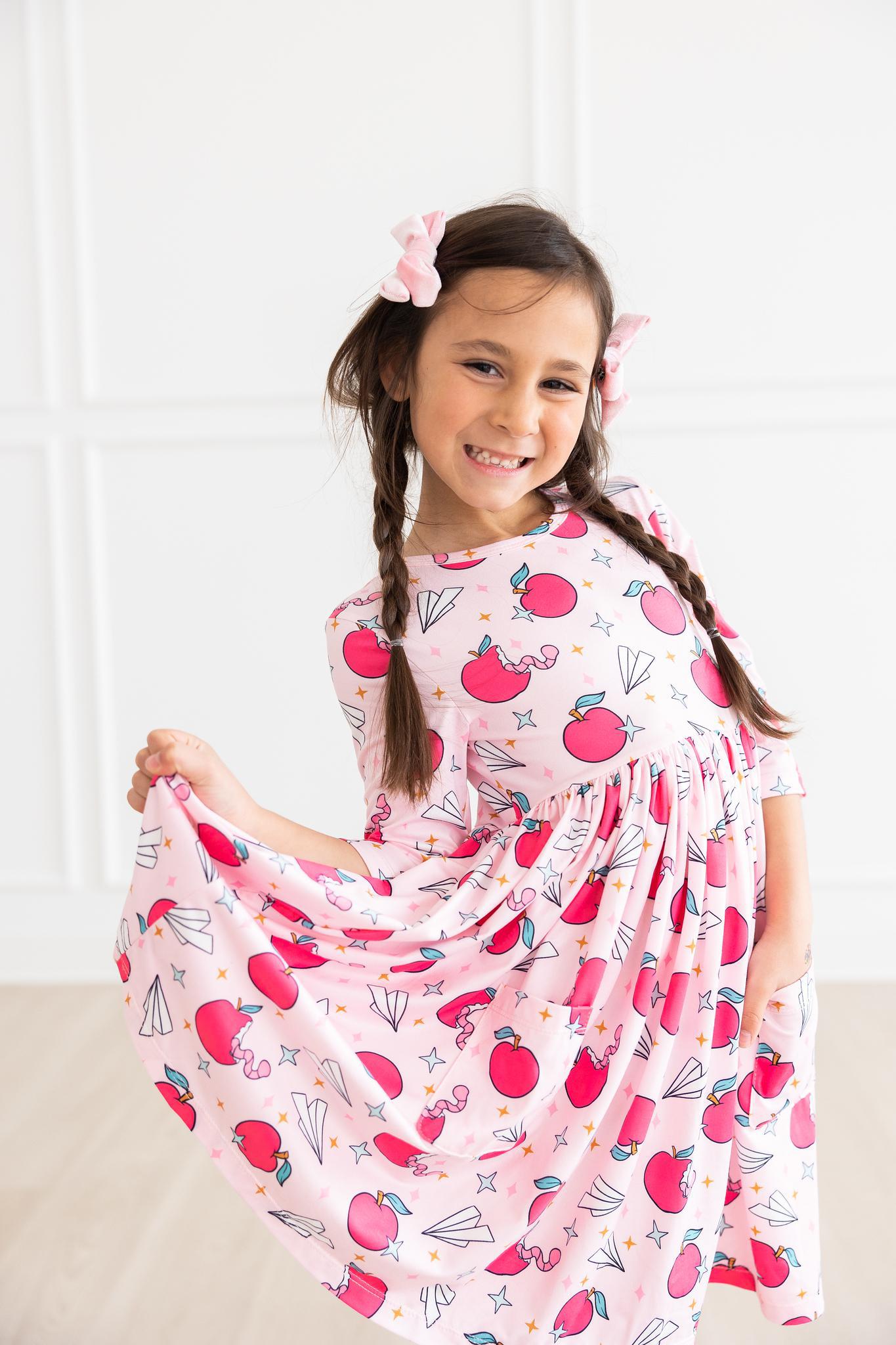 SALE Star Student 3/4 Sleeve Pocket Twirl Dress - Aaria Tees Aaria Tees
