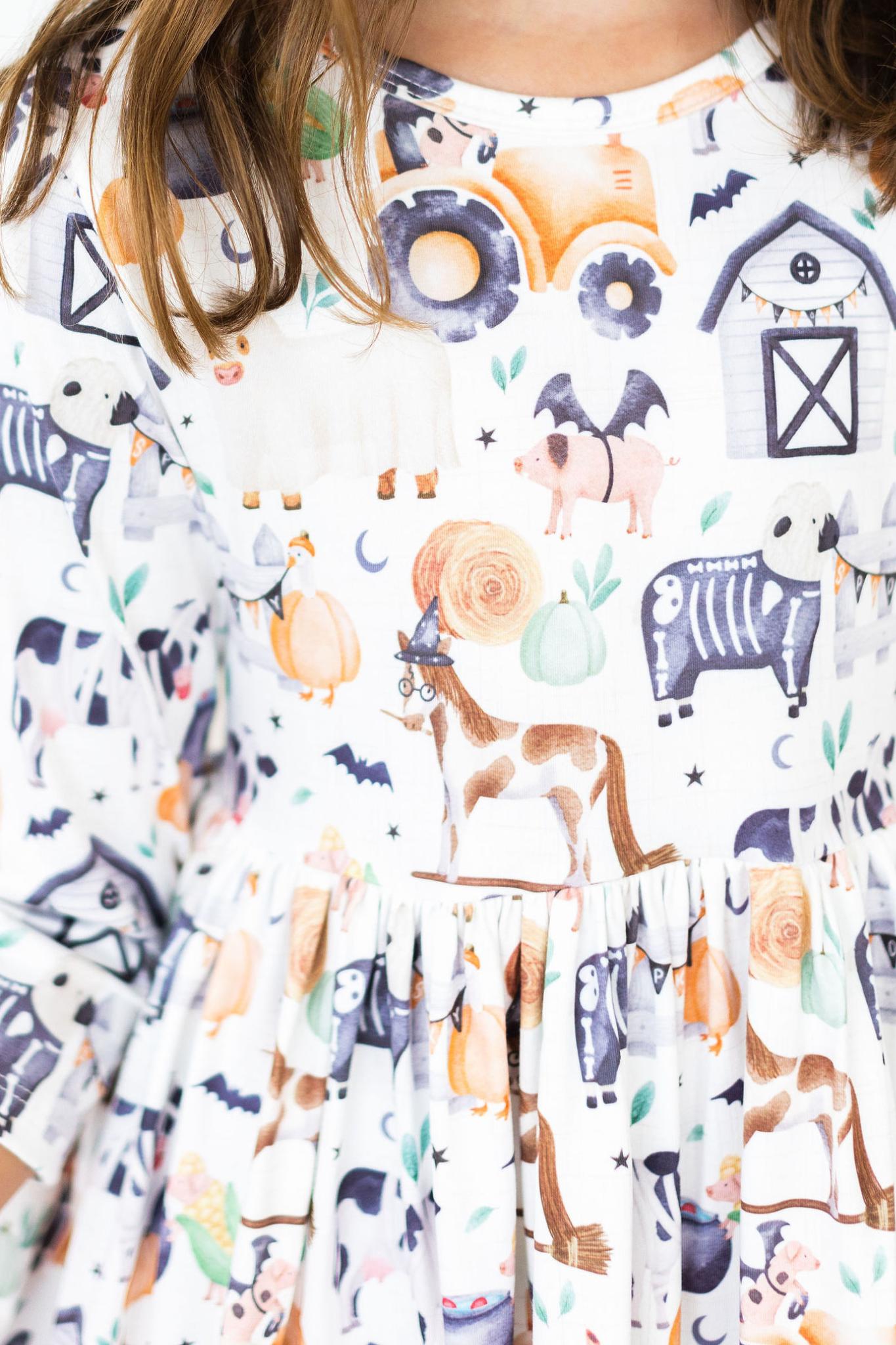 SALE Stay Spooky 3/4 Sleeve Pocket Twirl Dress - Aaria Tees Aaria Tees