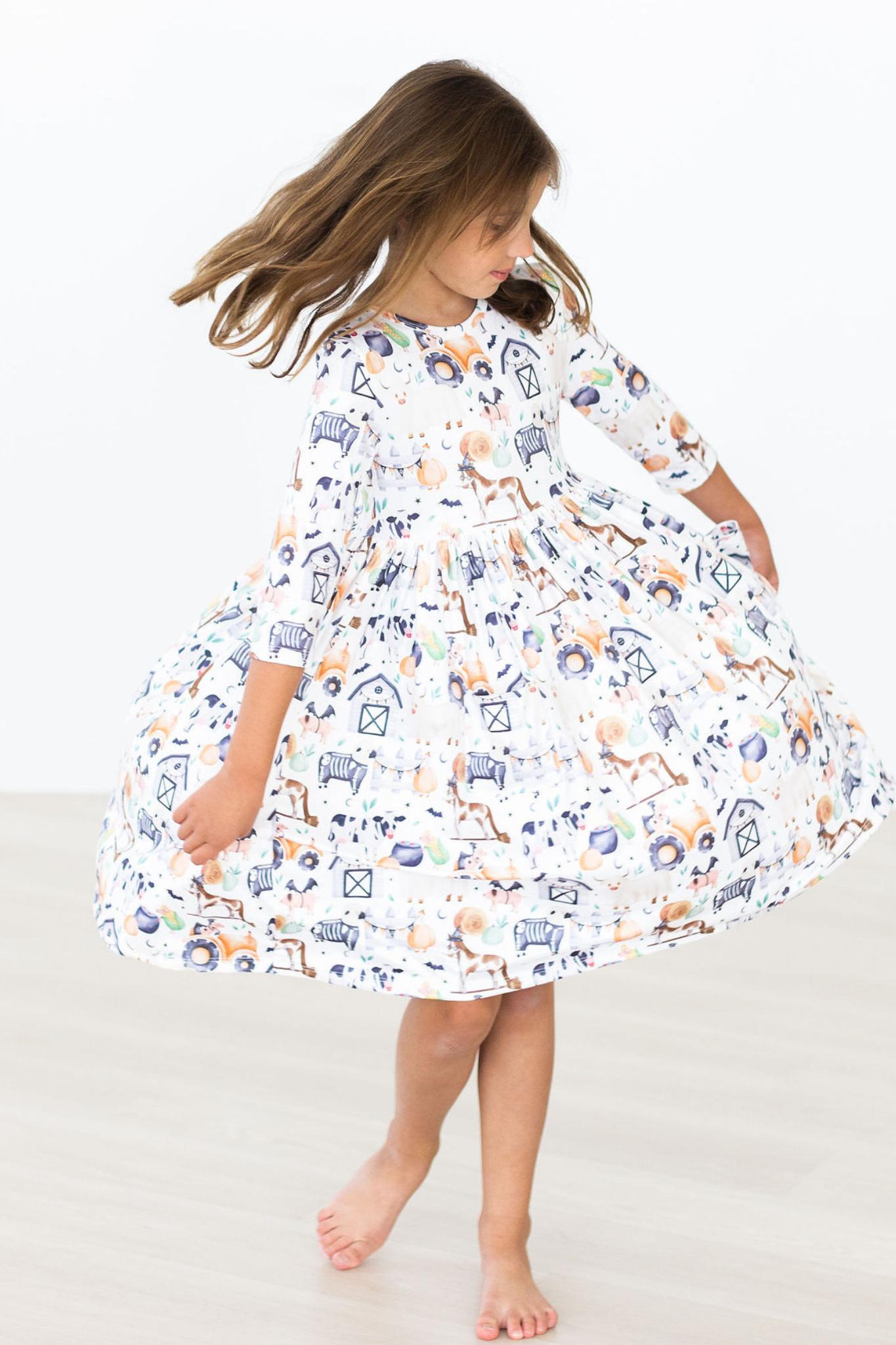 SALE Stay Spooky 3/4 Sleeve Pocket Twirl Dress - Aaria Tees Aaria Tees