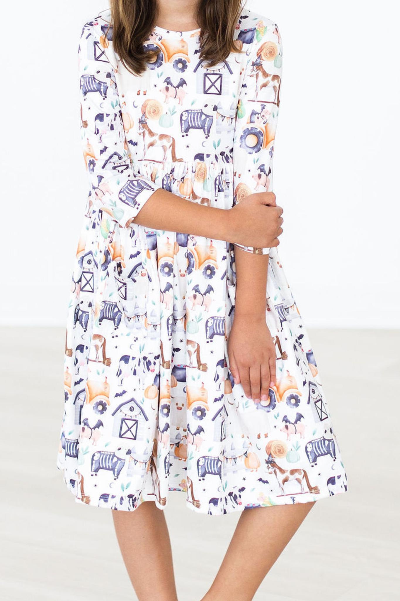 SALE Stay Spooky 3/4 Sleeve Pocket Twirl Dress - Aaria Tees Aaria Tees