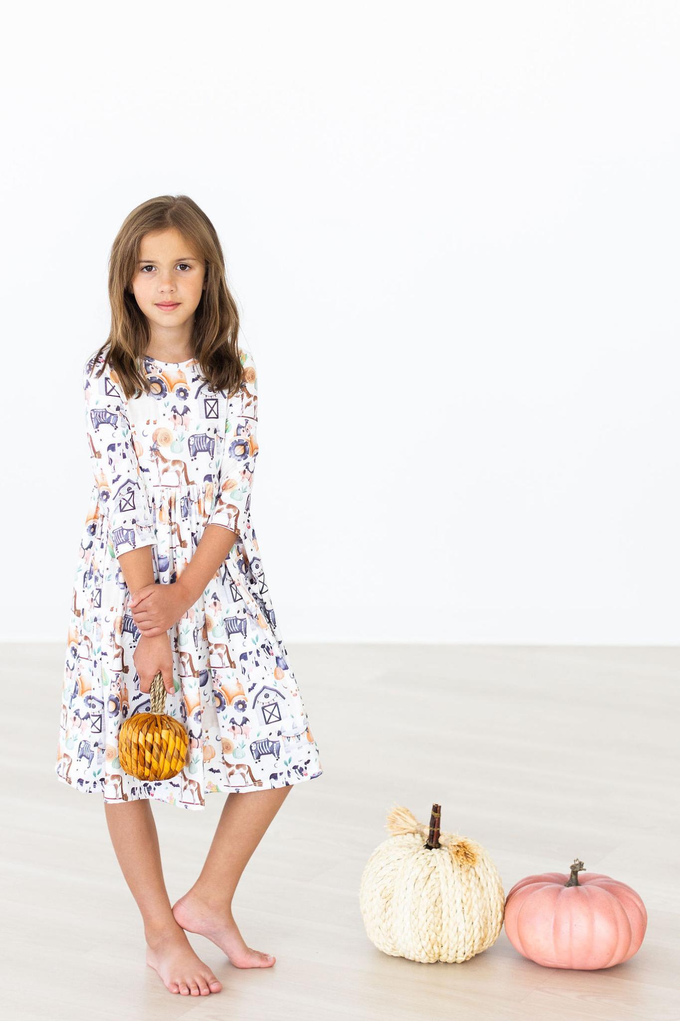 SALE Stay Spooky 3/4 Sleeve Pocket Twirl Dress - Aaria Tees Aaria Tees