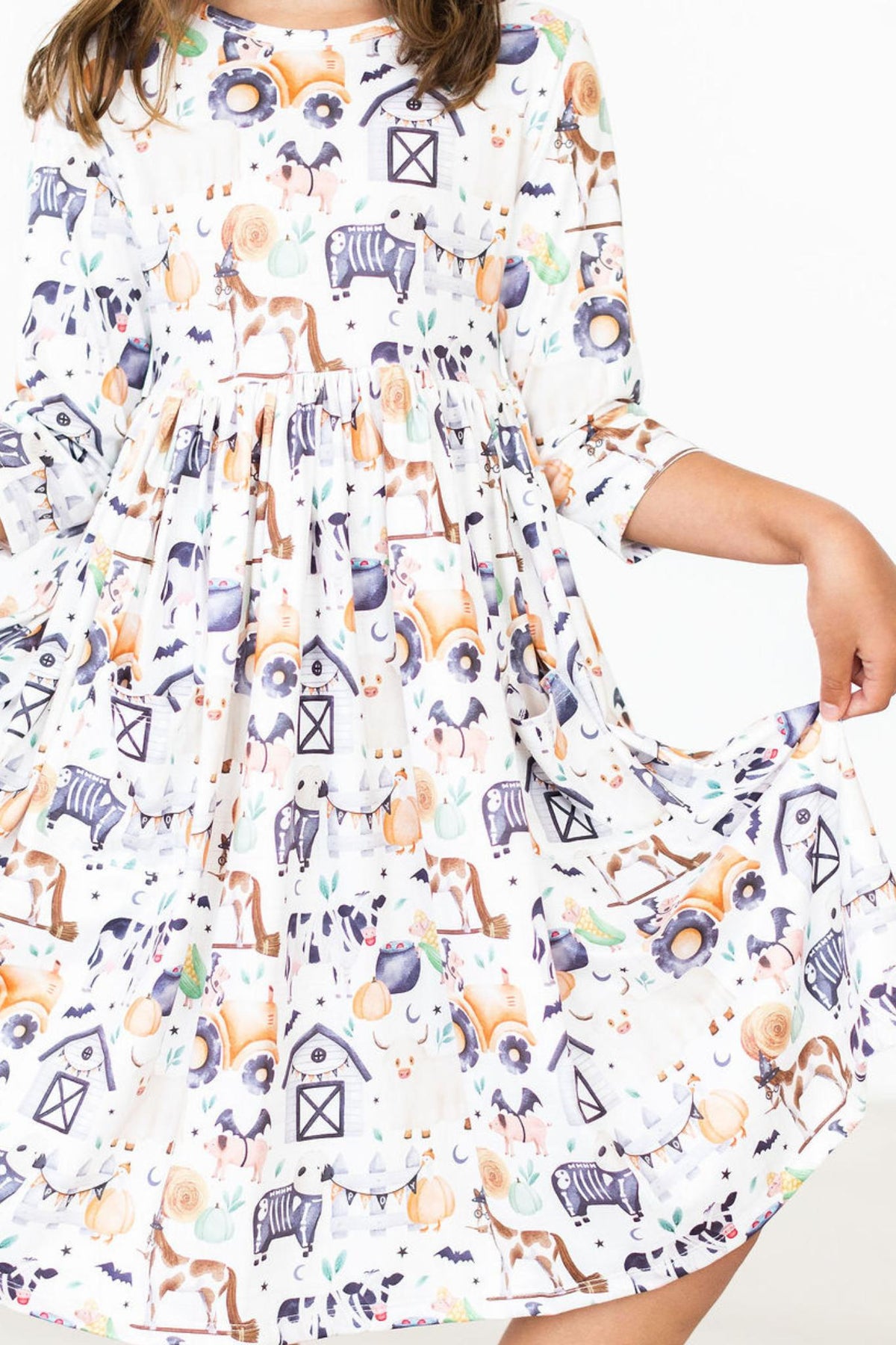 SALE Stay Spooky 3/4 Sleeve Pocket Twirl Dress - Aaria Tees