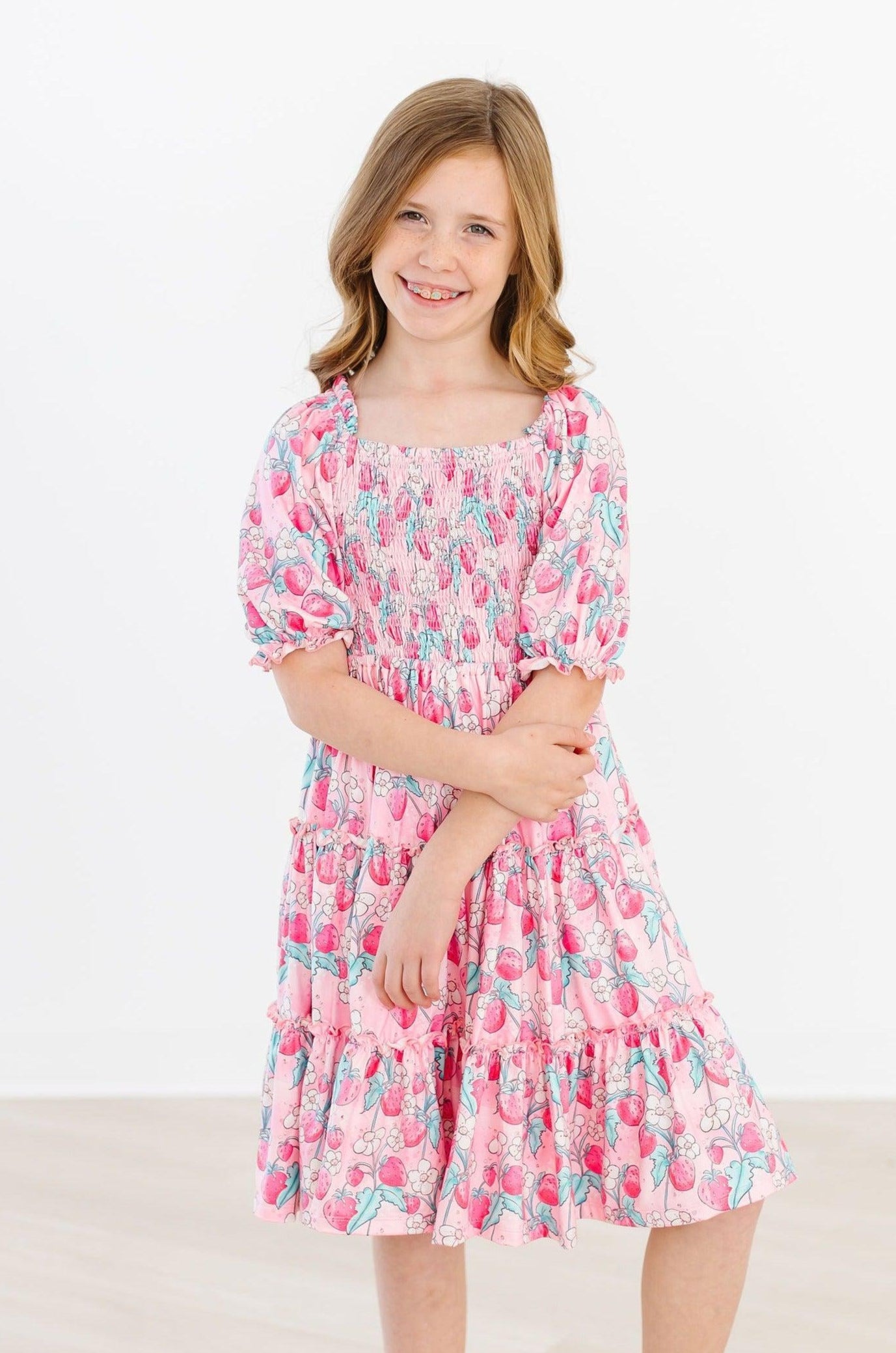 SALE Strawberry Shortcake Smocked Ruffle Dress - Aaria Tees Aaria Tees