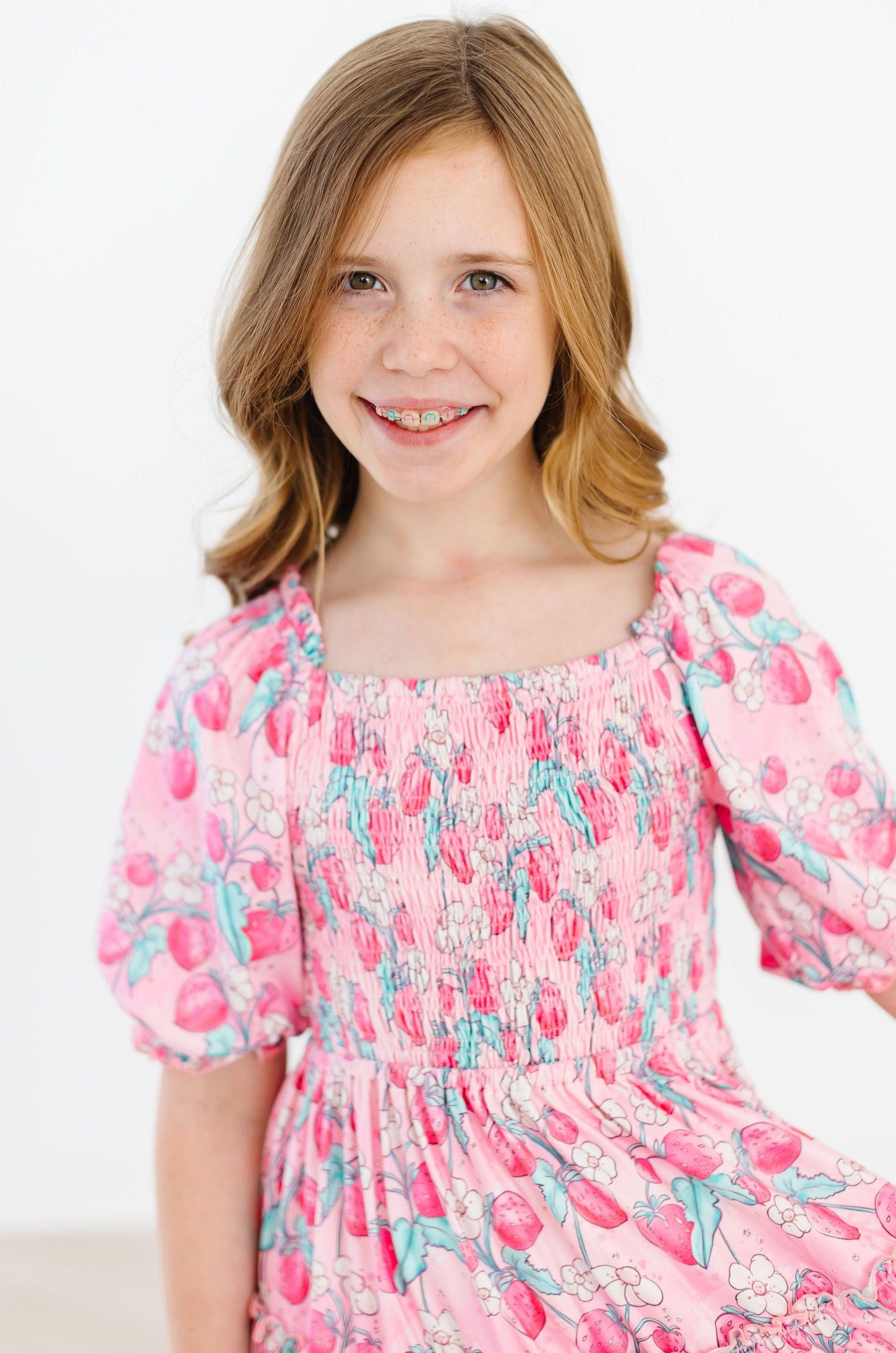 SALE Strawberry Shortcake Smocked Ruffle Dress - Aaria Tees Aaria Tees