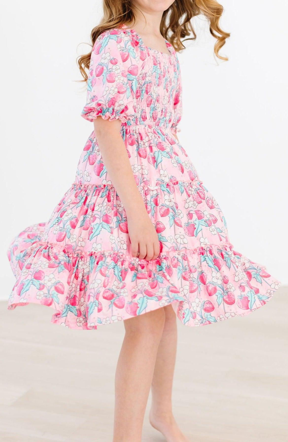 SALE Strawberry Shortcake Smocked Ruffle Dress - Aaria Tees Aaria Tees