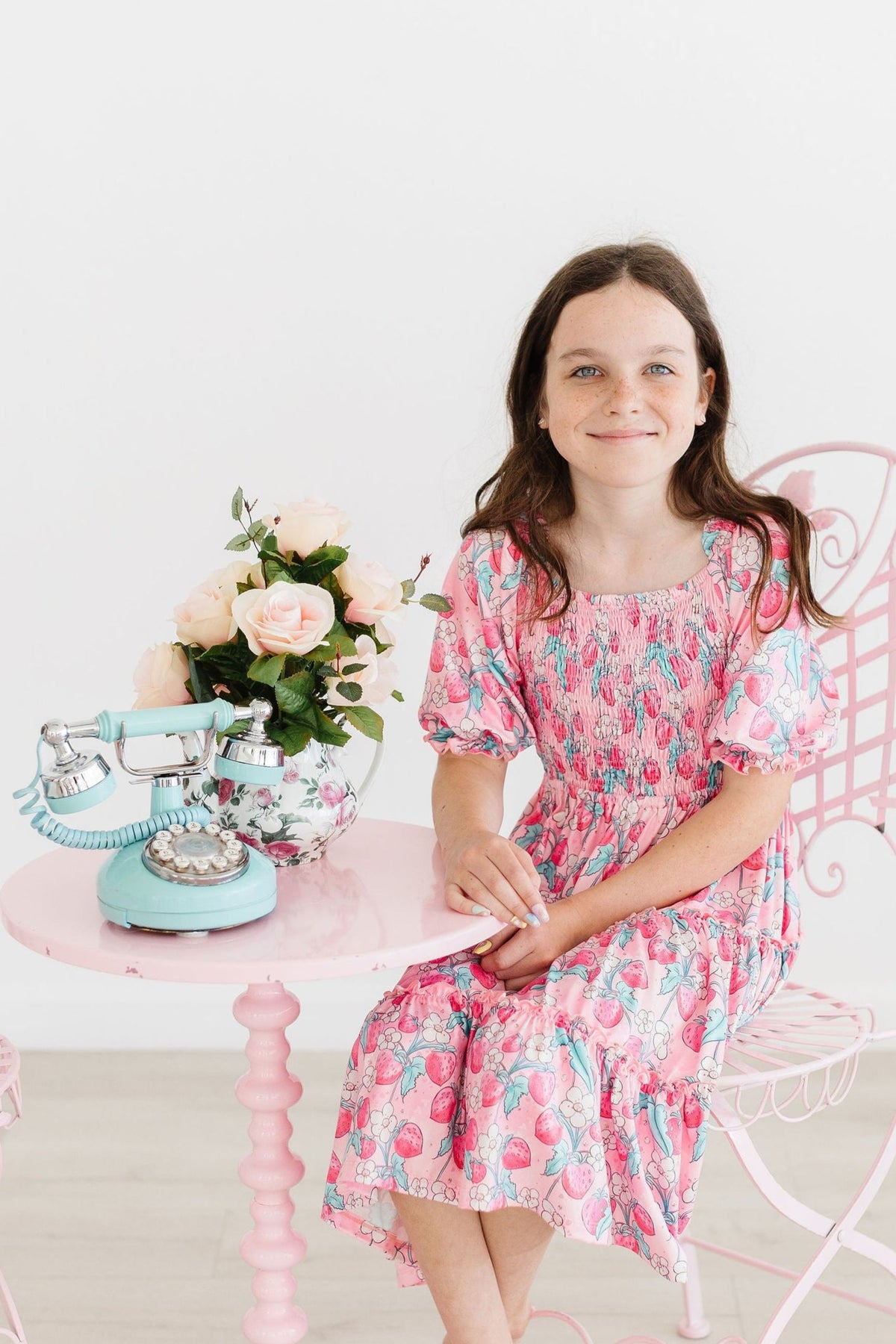 SALE Strawberry Shortcake Smocked Ruffle Dress - Aaria Tees