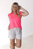 The Nicole V-Neck Top, Neon Pink - Aaria Tees Aaria Tees