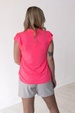 The Nicole V-Neck Top, Neon Pink - Aaria Tees Aaria Tees