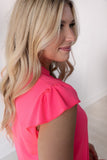 The Nicole V-Neck Top, Neon Pink - Aaria Tees Aaria Tees