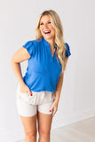 The Nicole V-Neck Top, Blue - Aaria Tees Aaria Tees