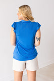 The Nicole V-Neck Top, Blue - Aaria Tees Aaria Tees