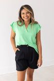 The Nicole V-Neck Top, Lime Green - Aaria Tees Aaria Tees