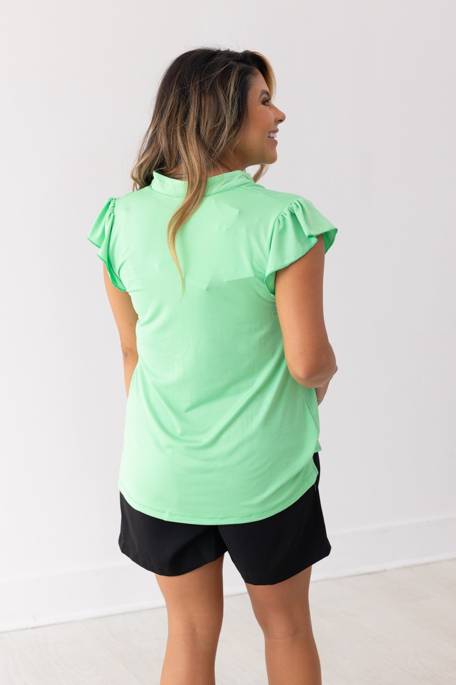 The Nicole V-Neck Top, Lime Green - Aaria Tees Aaria Tees