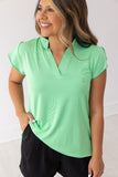 The Nicole V-Neck Top, Lime Green - Aaria Tees Aaria Tees
