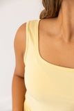 Bella Square Neck Rib Knit Tank Top, Yellow - Aaria Tees Aaria Tees