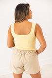 Bella Square Neck Rib Knit Tank Top, Yellow - Aaria Tees Aaria Tees