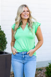 The Nicole V-Neck Top, Lime Green - Aaria Tees Aaria Tees