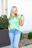 The Nicole V-Neck Top, Lime Green - Aaria Tees Aaria Tees