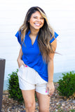 The Nicole V-Neck Top, Blue - Aaria Tees Aaria Tees
