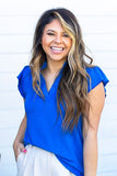 The Nicole V-Neck Top, Blue - Aaria Tees Aaria Tees