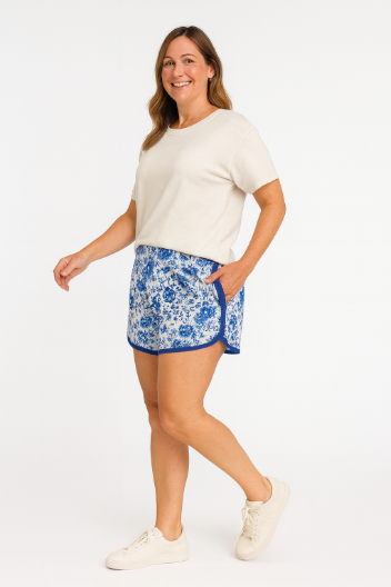 Go-Getter Shorts, Blue Floral - Aaria Tees Aaria Tees