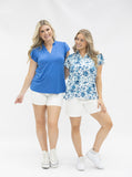 The Nicole V-Neck Top, Blue - Aaria Tees Aaria Tees