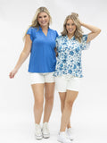 The Nicole V-Neck Top, Blue - Aaria Tees Aaria Tees