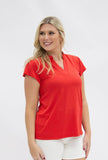 The Nicole V-Neck Top, Red - Aaria Tees Aaria Tees