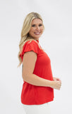 The Nicole V-Neck Top, Red - Aaria Tees Aaria Tees