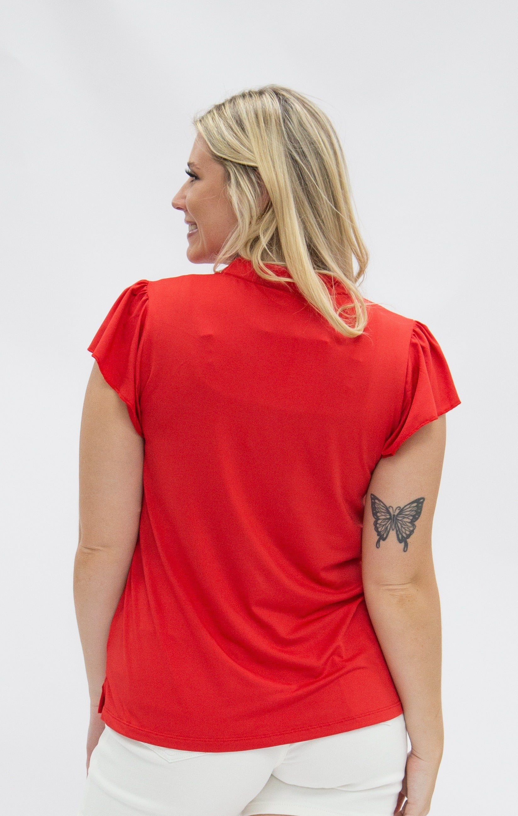 The Nicole V-Neck Top, Red - Aaria Tees Aaria Tees